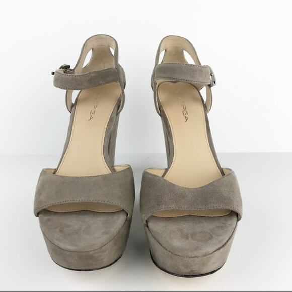 VIA SPIGA Vanita Platform Suede Sandals Taupe Grey - Picture 3 of 7